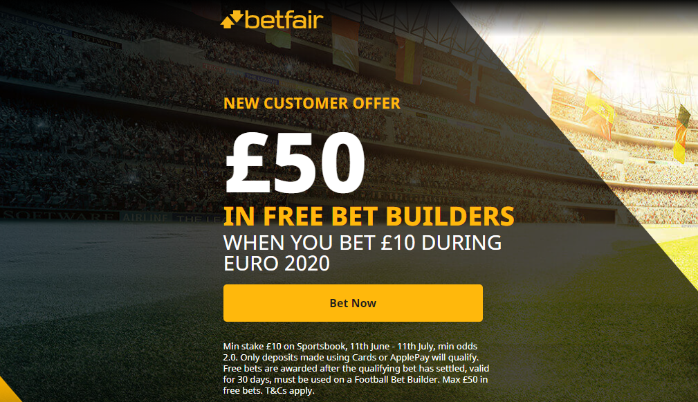 Betfair Euro 2020 Free Football Bet Builders Get £50 In Free Football